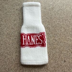Hanes White Bottle Sleeve with Red Logo